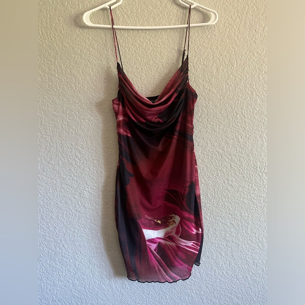 Miss Lola cherry colored orchid mini dress